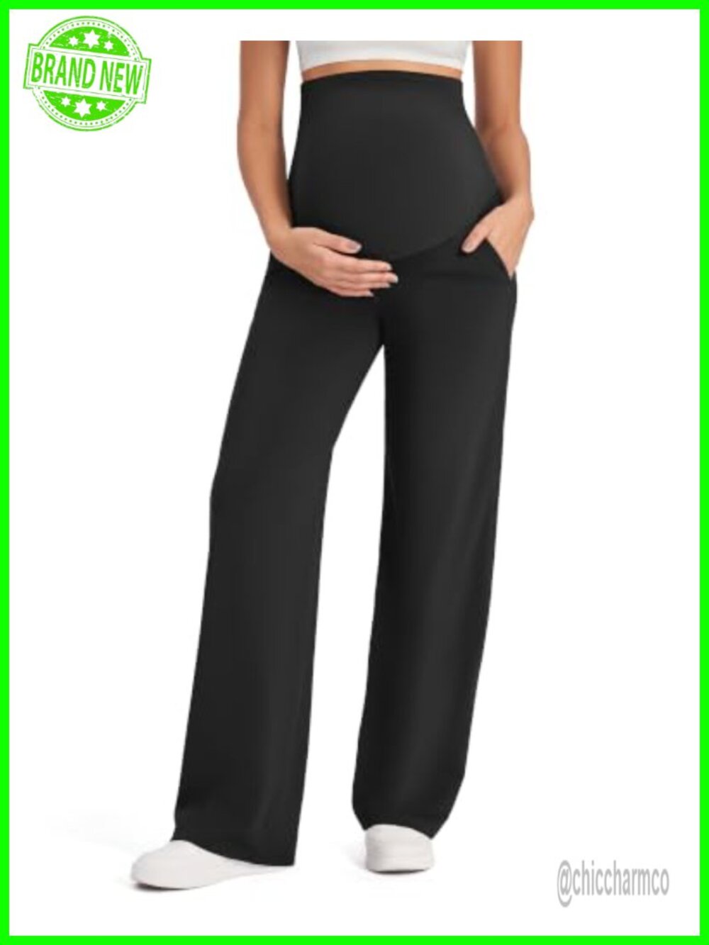 Maternity Over the Belly Pregnancy Work Pants Nylon 66 Lycra Yoga Trousers